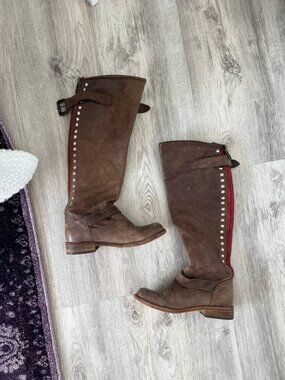 Brown leather boots